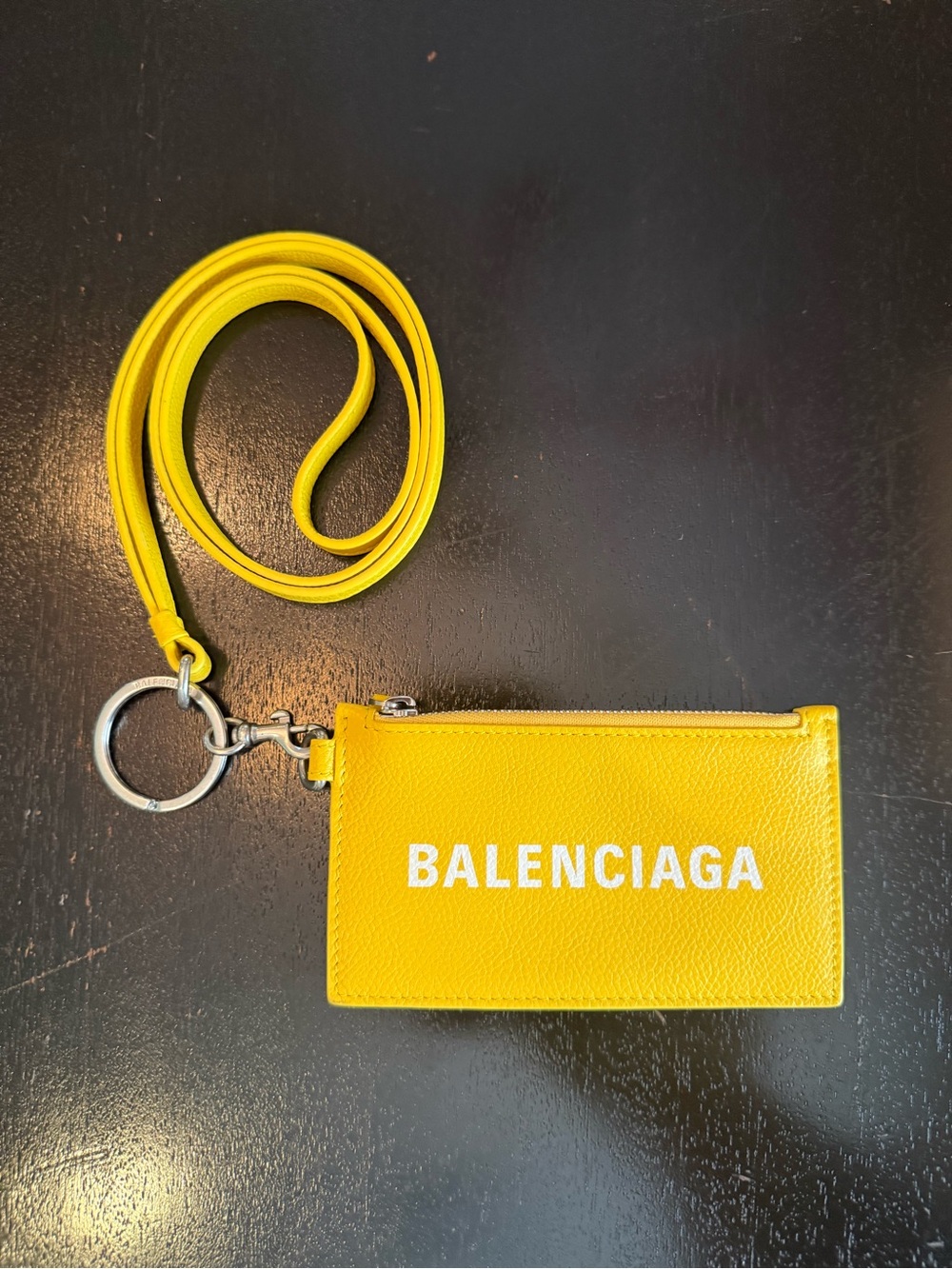 Balenciaga Yellow Cash Card Case on Keychain